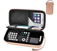 Funda compatible con calculadora gráfica Texas Instruments TI-83 Plus, estuche duro para brújula, regla, goma y otros accesorios (rosa)
