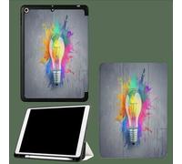Funda Compatible con Funda iPad Pro 11 2022/2021/2020, Triple Funda Inteligente, Activación/Suspensión Automática Multicolor Bombilla Dibujos Animados Arte - Gris