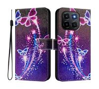 Funda compatible con Honor X6C de piel sintética con tapa y diseño creativo 3D, funda protectora con función atril para Honor X6C, mariposas de fuegos artificiales