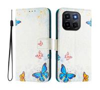 Funda compatible con Honor X6C Funda de piel sintética con tapa con diseño creativo 3D, funda protectora con función atril para Honor X6C, diseño de casa de mariposas