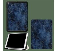 Funda Compatible con iPad 9ª/ 8ª/ 7ª Generación 2021/2020/2019,Plegable Protectora TPU Cubierta con Portalápiz para iPad 10.2",Auto-Sueño/Estela Acuarela Cielo Estrellado Constelaciones Líneas - Azul