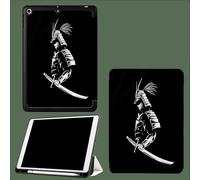 Funda Compatible con iPad 9ª/ 8ª/ 7ª Generación 2021/2020/2019,Plegable Protectora TPU Cubierta con Portalápiz para iPad 10.2",Auto-Sueño/Estela Tiempos Antiguos Japón Samuráis Figura Silueta - Negro