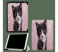 Funda Compatible con iPad 9/8/ 7 Generación, Soporte Pencil, Ultra Slim Protectora Carcasa con Función de Soporte para iPad 10.2 2021 2020 2019 Lindo Gato 1 Amantes Las Mascotas - Rosa