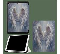 Funda Compatible con iPad 9/8/ 7 Generación, Soporte Pencil, Ultra Slim Protectora Carcasa con Función de Soporte para iPad 10.2 2021 2020 2019 Alas Ángel Blancas 1 Onírico Pintura Al Óleo - Azul