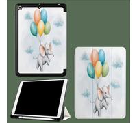 Funda Compatible con iPad 9/8/ 7 Generación,Soporte Pencil,Ultra Slim Protectora Carcasa con Función de Soporte para iPad 10.2 2021 2020 2019 Globos Elefantes Nubes 1 Dibujos Animados Animales