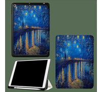 Funda Compatible con iPad 9/8/ 7 Generación,Soporte Pencil,Ultra Slim Protectora Carcasa con Función de Soporte para iPad 10.2 2021 2020 2019 Noche Estrellada Pareja Puente 1 Abstracto Río - Azul