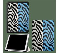Funda Compatible con iPad Air 13 Pulgadas 2025/2024, TPU Cubierta Trasera Flexible con Soporte para Lápiz,Auto Activación/Reposo Estampado Cebra Labor Retazos - Blanco