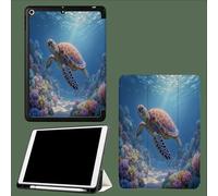 Funda Compatible con iPad De 9,7 Pulgadas para 6ª/5ª Gen 2018/2017 con Soporte para BolíGrafo,Arrecifes Coral Tortugas Marinas PatróN para iPad De 9,7 Pulgadas,Auto Estela/Sueño Mundo Submarino