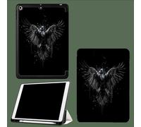Funda Compatible con iPad De 9,7 Pulgadas para 6ª/5ª Gen 2018/2017 con Soporte para BolíGrafo, Cuervos Alas Extendidas PatróN para iPad De 9,7 Pulgadas,Auto Estela/Sueño Arte Tinta Salpicada - Negro