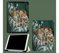 Funda Compatible con iPad De 9,7 Pulgadas para 6ª/5ª Gen 2018/2017 con Soporte para BolíGrafo,Gato Se Acurrucó Sofá PatróN para iPad De 9,7 Pulgadas,Auto Estela/Sueño Pinturas Al Óleo Animales
