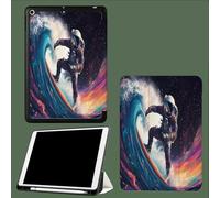 Funda Compatible con iPad De 9,7 Pulgadas para 6ª/5ª Gen 2018/2017 con Soporte para BolíGrafo, Ola Enorme Abstracta PatróN para iPad De 9,7 Pulgadas,Auto Estela/Sueño Astronauta - Negro