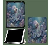 Funda Compatible con iPad De 9,7 Pulgadas para 6ª/5ª Gen 2018/2017 con Soporte para BolíGrafo, Pulpo Fondo Mar PatróN para iPad De 9,7 Pulgadas,Auto Estela/Sueño Realista Vida Marina - Azul