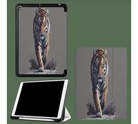 Funda Compatible con iPad De 9,7 Pulgadas para 6ª/5ª Gen 2018/2017 con Soporte para BolíGrafo,Representación Tigre Siberiano PatróN para iPad De 9,7 Pulgadas,Auto Estela/Sueño Animales Salvajes