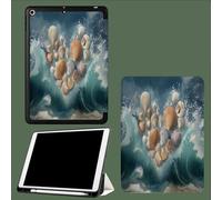 Funda Compatible con iPad de 9.7 Pulgadas para 6ª/5ª generación 2018/2017 con Soporte para lápices,Delgada TPU Suave Smart Cover,Auto Estela/Sueño Conchas Forma Corazón Olas Romance Amor Naturaleza