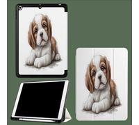 Funda Compatible con iPad de 9.7 Pulgadas para 6ª/5ª generación 2018/2017 con Soporte para lápices,Delgada TPU Suave Smart Cover,Auto Estela/Sueño Cavalier King Charles Spaniel Dibujos Animados