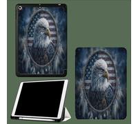 Funda Compatible con iPad de 9.7 Pulgadas para 6ª/5ª generación 2018/2017 con Soporte para lápices,Delgada TPU Suave Smart Cover,Auto Estela/Sueño Águila Calva Bandera Nacional Nativo Americano