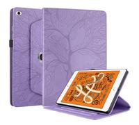 Funda compatible con iPad mini 1/2/3/4/5, funda tipo folio delgada de piel sintética PU con relieve 3D y soporte giratorio de 360 grados, color morad