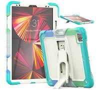 Funda Compatible con iPad Pro de 5/4/3 generación de 12.9 Pulgadas 2021/2020/2018 con Soporte para lápices, Funda Protectora Resistente a Prueba de Golpes con Soporte Invisible, Azul Camuflaje