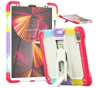 Funda Compatible con iPad Pro de 5/4/3 generación de 12.9 Pulgadas 2021/2020/2018 con Soporte para lápices, Funda Protectora Resistente a Prueba de Golpes con Soporte Invisible, Rojo Camuflaje