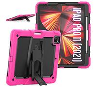 Funda Compatible con iPad Pro de 5/4/3 generación de 12.9 Pulgadas 2021/2020/2018 con Soporte para lápices, Funda Protectora Resistente a Prueba de Golpes con Soporte Invisible, Rosa