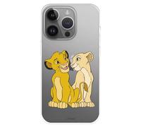 Funda Compatible con iPhone 15 Pro MAX Oficial de Disney Simba y Nala para Proteger tu móvil. Carcasa de Silicona Transparente Flexible con Licencia Oficial de El Rey León