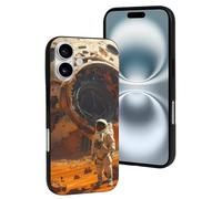 Funda compatible con iPhone 16, diseño de astronauta explorando Marte resiste arañazos, bonita funda compatible con iPhone 16, para mujeres y hombres