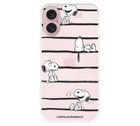 Funda Compatible con iPhone 16 Oficial de Peanuts Snoopy Rayas para Proteger tu móvil. Carcasa de Silicona Transparente Flexible con Licencia Oficial de Snoopy