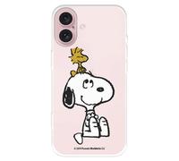 Funda Compatible con iPhone 16 Oficial de Peanuts Woodstock y Snoopy para Proteger tu móvil. Carcasa de Silicona Transparente Flexible con Licencia Oficial de Snoopy
