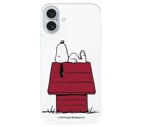 Funda Compatible con iPhone 16 Plus Oficial de Peanuts Snoopy casa para Proteger tu móvil. Carcasa de Silicona Transparente Flexible con Licencia Oficial de Snoopy