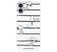 Funda Compatible con iPhone 16 Plus Oficial de Peanuts Snoopy Rayas para Proteger tu móvil. Carcasa de Silicona Transparente Flexible con Licencia Oficial de Snoopy