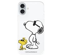 Funda Compatible con iPhone 16 Plus Oficial de Peanuts Woodstock y Snoopy Posado para Proteger tu móvil. Carcasa de Silicona Transparente Flexible con Licencia Oficial de Snoopy