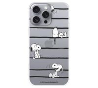 Funda Compatible con iPhone 16 Pro MAX Oficial de Peanuts Snoopy Rayas para Proteger tu móvil. Carcasa de Silicona Transparente Flexible con Licencia Oficial de Snoopy