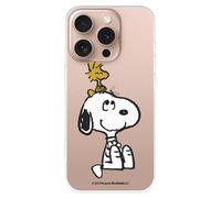 Funda Compatible con iPhone 16 Pro Oficial de Peanuts Woodstock y Snoopy para Proteger tu móvil. Carcasa de Silicona Transparente Flexible con Licencia Oficial de Snoopy