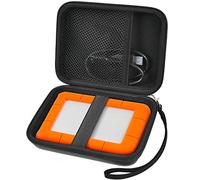 Funda compatible con LaCie Rugged Mini 1 TB/2 TB/4 TB/5 TB disco duro externo portátil, soporte de almacenamiento para discos duros para Mac y PC y USB 3.0 2.0 cable tarjetas SD (negro)