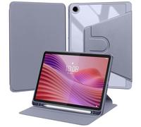 Funda compatible con Lenovo Tab 10.1 pulgadas 2025 TB311FU/TB311XU, piel sintética giratoria 360° con marco de TPU resistente a los golpes, soporte giratorio y soporte para bolígrafo, lavanda