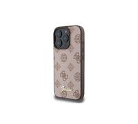 Funda compatible con Magsafe para iPhone 16 Pro, con capacidad de carga GUESS con logotipo de peonía, color marrón