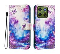 Funda compatible con Moto Edge 70 5G/X70 Air 5G, funda de piel sintética con tapa y diseño creativo 3D, funda protectora con función atril para Moto Edge 70 5G/X70 Air 5G, Neverland Valley