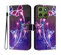 Funda compatible con Moto Edge 70 5G/X70 Air 5G, funda de piel sintética con tapa y diseño creativo 3D, funda protectora con función atril para Moto Edge 70 5G/X70 Air 5G, mariposas de fuegos