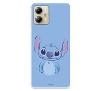 Funda Compatible con Motorola Moto G14 Oficial de Disney Stitch Azul para Proteger tu móvil. Carcasa de Silicona Transparente Flexible con Licencia Oficial de Lilo & Stitch
