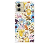 Funda Compatible con Motorola Moto G14 Oficial de Pokémon Pokémon Patrón Sticker para Proteger tu móvil. Carcasa de Silicona Transparente Flexible con Licencia Oficial de Pokémon
