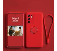 Funda compatible con OPPO Realme C3, funda protectora original de silicona líquida con anillo magnético, funda protectora militar a prueba de golpes para OPPO Realme C3, color rojo