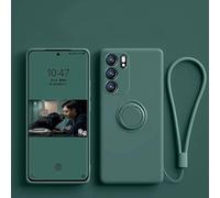 Funda compatible con OPPO Realme X2 Pro, funda original de silicona líquida con soporte de anillo magnético, funda protectora militar a prueba de golpes para OPPO Realme X2 Pro, verde oscuro