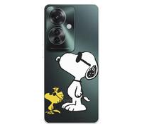 Funda Compatible con OPPO Reno 11 F 5G Oficial de Peanuts Woodstock y Snoopy Posado para Proteger tu móvil. Carcasa de Silicona Transparente Flexible con Licencia Oficial de Snoopy