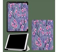 Funda Compatible con para iPad Pro 11 2022/2021/2020,Triple Funda Inteligente,Activación/Suspensión Automática Flores Cerezo En Acuarela Ukiyo-E Japonés - Índigo