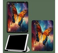Funda Compatible con para iPad Pro 11 2022/2021/2020, Triple Funda Inteligente,Activación/Suspensión Automática Cielo Estrellado Abstracto Mariposa - Azul
