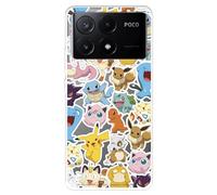 Funda Compatible con Poco X6 Pro Oficial de Pokémon Pokémon Patrón Sticker para Proteger tu móvil. Carcasa de Silicona Transparente Flexible con Licencia Oficial de Pokémon