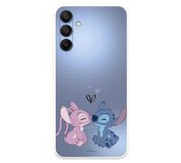Funda Compatible con Samsung Galaxy A15 5G Oficial de Disney Angel & Stitch Beso para Proteger tu móvil. Carcasa de Silicona Transparente Flexible con Licencia Oficial de Lilo & Stitch