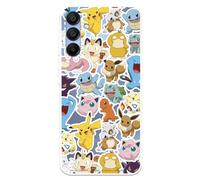 Funda Compatible con Samsung Galaxy A15 5G Oficial de Pokémon Pokémon Patrón Sticker para Proteger tu móvil. Carcasa de Silicona Transparente Flexible con Licencia Oficial de Pokémon