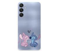 Funda Compatible con Samsung Galaxy A25 5G Oficial de Disney Angel & Stitch Beso para Proteger tu móvil. Carcasa de Silicona Transparente Flexible con Licencia Oficial de Lilo & Stitch
