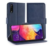 Funda Compatible con Samsung Galaxy A50 (6.4"/2019) Cuero y Suave TPU - Azul
